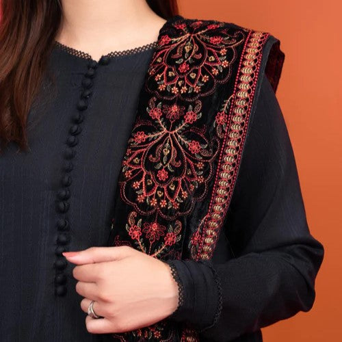 Elegant Black Embroidered Punkh Shawl